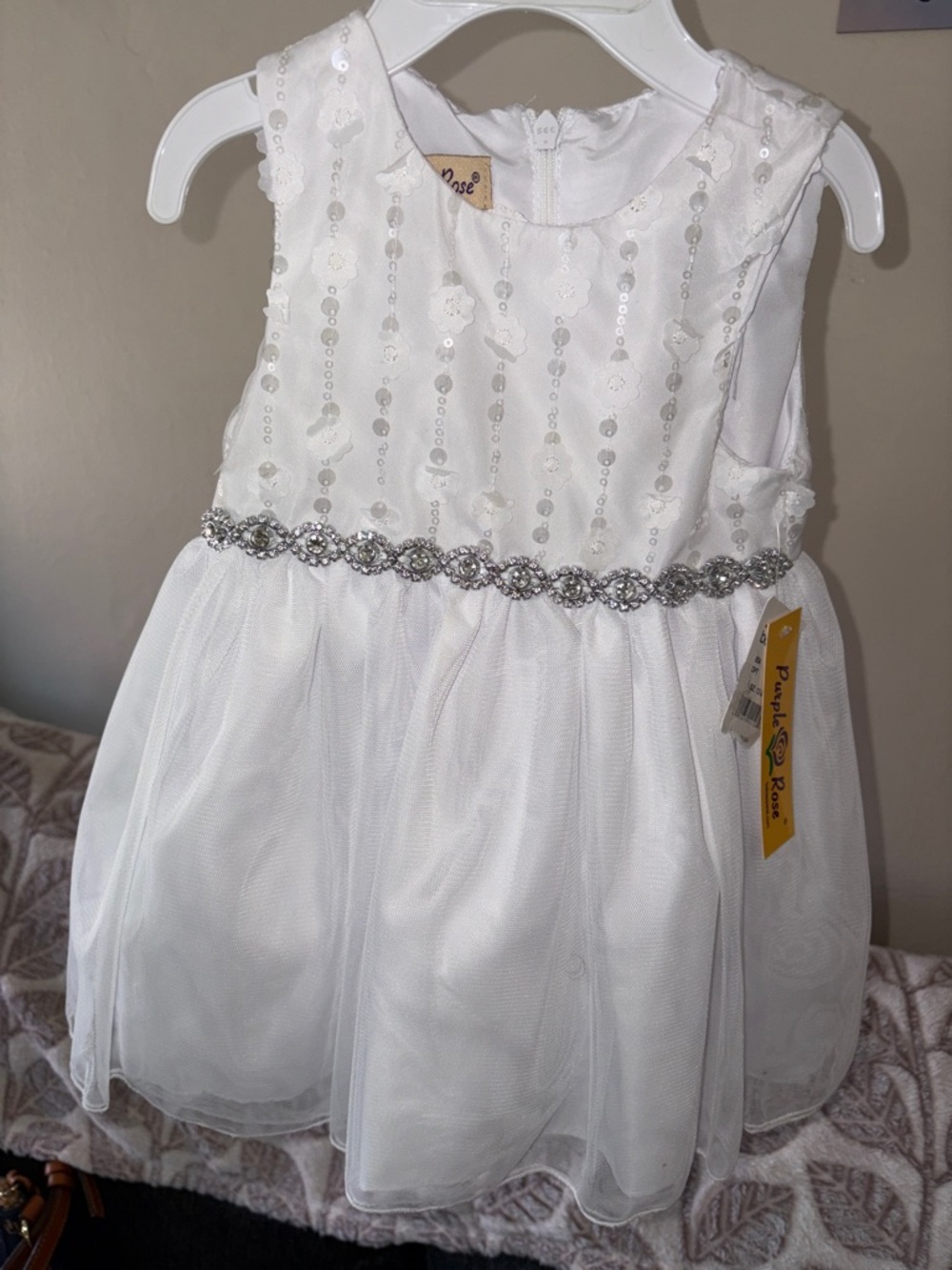 Purple Rose White Embellished Girls' Formal Dress